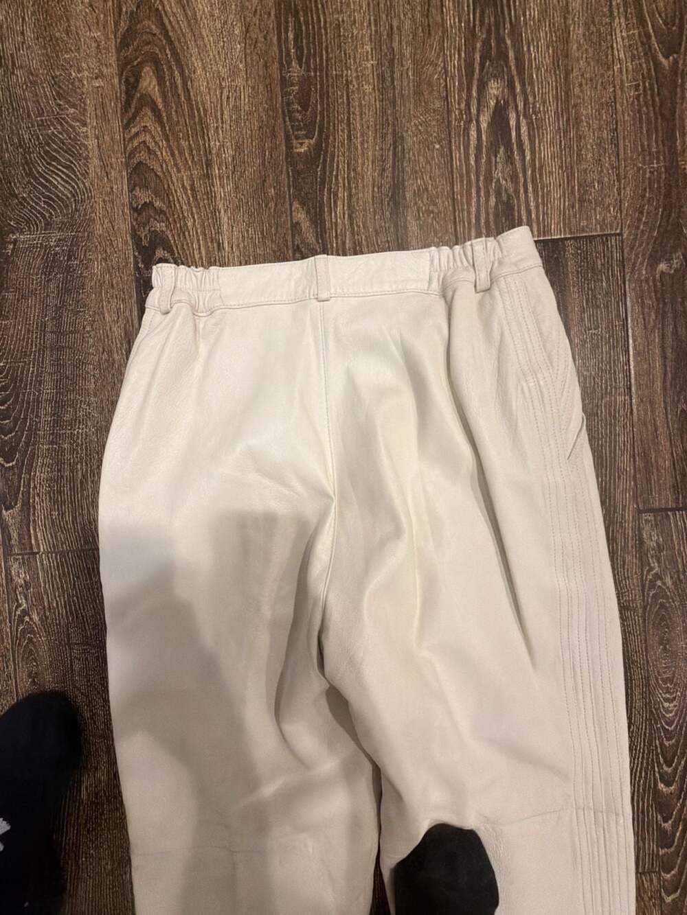 Suzelle Vintage Off-White 100% Leather Pants Size 12 - Picture 11 of 11